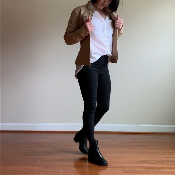 Michael Kors Taupe Leather Jacket Moto Jacket - Picture 2 of 8